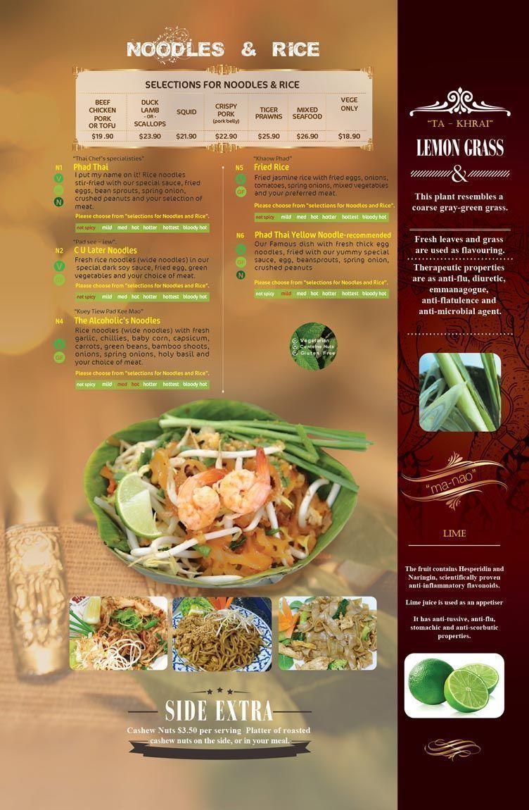 New Plymouth Diner Menu Thai Chef Restaurant
